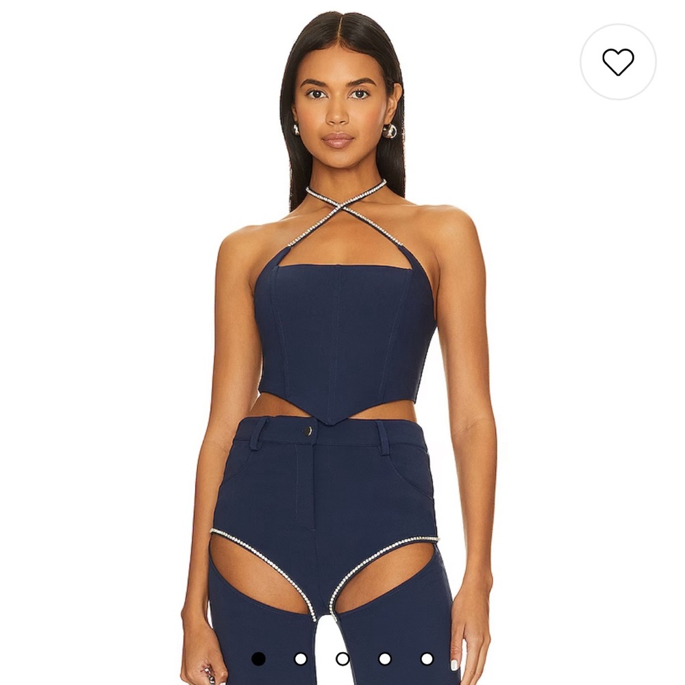Camila Coelho Marina Corset Top in Navy